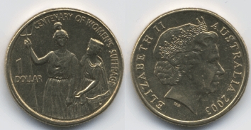 Commemorative coin for the 2003 centenary of women's suffrage for Commonwealth elections